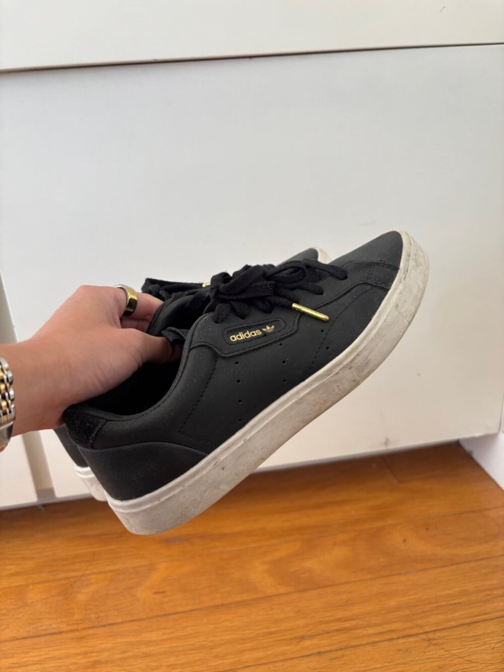 adidas Sleek Core Black Crystal White Sneaker Size 5.5
